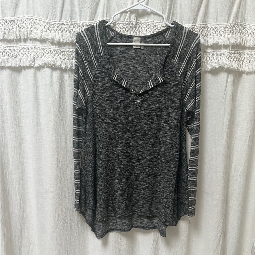 Gray Striped Women's Top